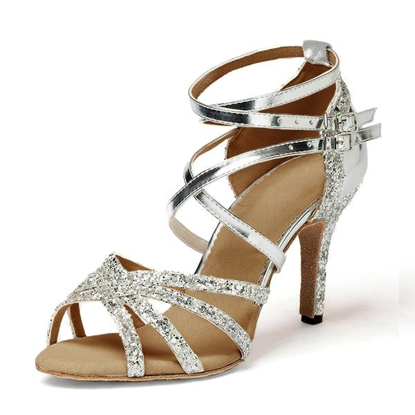 Women's Sparkling Glitter Customized Heel Latin Shoes Ballroom Dance Shoes
