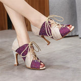 Latin Jazz Dance Shoes Breathable Soft Sole Women High Heels Ladies Sandals
