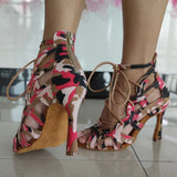 Dance Boots Soft Bottom Zipper Women's Sandals Latin Salsa Dance Shoes