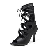 Custom Professional Latin Dance Shoes For Women Satin Flower Ballroom Salsa Tango Dance Boots