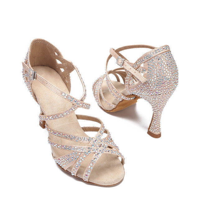 Women Dance Shoes Tango Latin Ballroom Dance Professional Shoes Ladies Soft Sole Sandals Wedding Heels