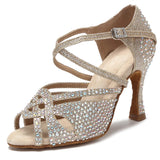 Soft Sole Women Latin Dance Shoes Tango Salsa Ballroom Dance Performance Shoes Ladys Girls Sandals Gold Black Wedding Heels