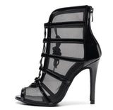 Woman High Top Latin Dance Boots Red Black Ballroom Women Salsa Tango Dancing Shoes Girls Soft Bottom Party Sandals