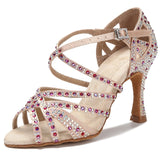 Fashion Latin Dance Shoes Salsa Rumba Samba Ballroom Party Ladies High Heels Rhinestone Women Sandals