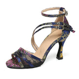 Women Flower Latin Ballroom Dance Shoes Female Soft Bottom Bachata Salsa Dancing Shoes for Girls High Heel