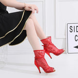 New Latin Dance Shoes For Dancing Women Jazz Salsa Dancing Ladies Boots Mesh High Heels