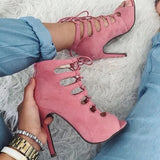Social Ballroom Dance Boots Lady Latin Salsa Tango Professional Dancing Shoes Lace Up Sandals Soft Suede Sole