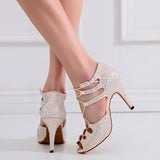<transcy>Женская обувь для латинских танцев, обувь для сальсы, бальных танцев, женские летние сандалии со стразами на высоком каблуке для девочек</transcy>