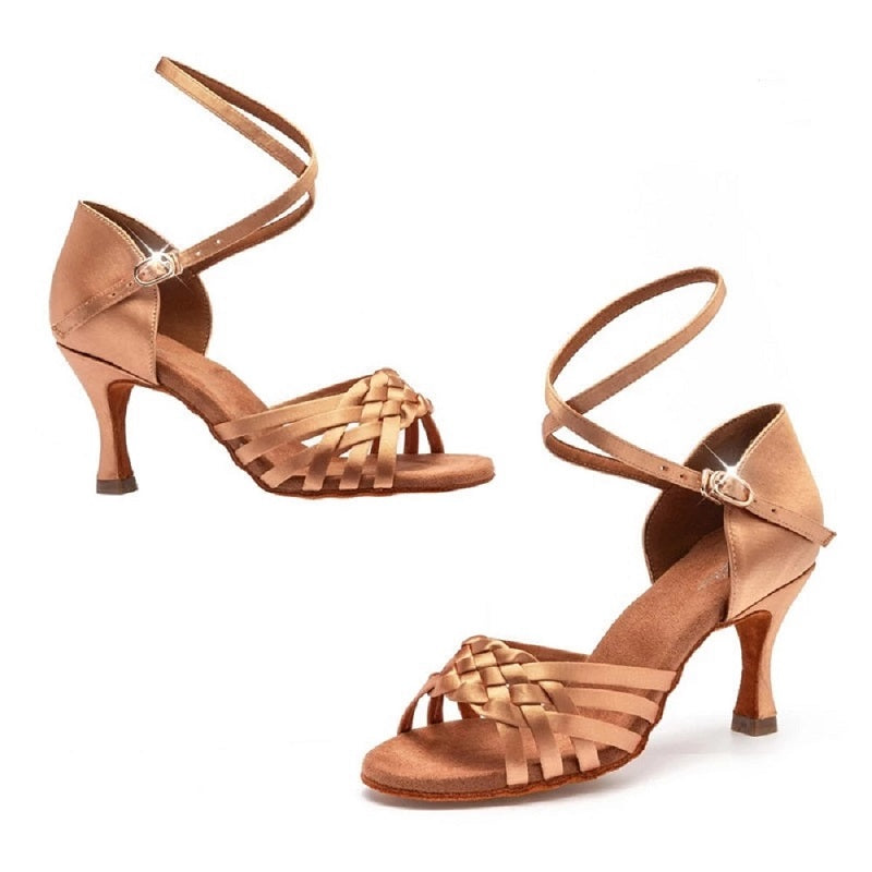 Women‘s Ballroom Latin Salsa Dance Shoes Handmade Sandals with Soft Suede Sole
