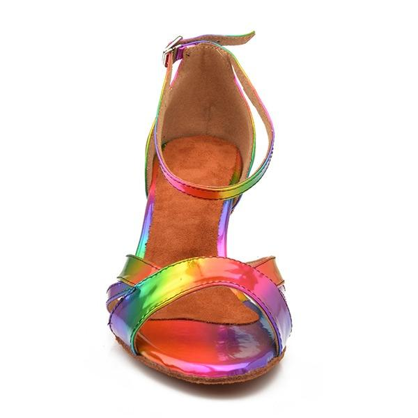 Rainbow Women's Leatherette Customized Heel Latin Shoes Ballroom Dance Shoes