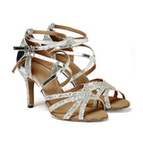 Women's Sparkling Glitter Customized Heel Latin Shoes Ballroom Dance Shoes