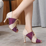 Latin Jazz Dance Shoes Breathable Soft Sole Women High Heels Ladies Sandals