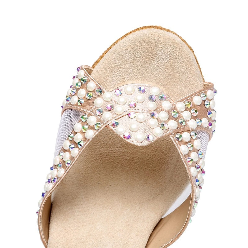 <transcy>Женская танцевальная обувь для девочек, женская обувь для бальных танцев, латиноамериканского танго, танцевальная обувь со стразами, сальса, сандалии, Прямая поставка</transcy>