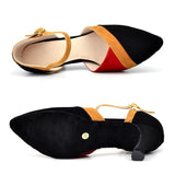 Dance Shoes Women Latin Flannel Ballroom Dancing Shoes For Women Brown Red Blue Salsa Pointed Modern Shoes Dance