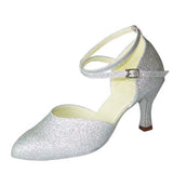 Glitter Women Modern Dance Shoes Pointed Closed Toe Cross Buckle Latin Ballroom Salsa Tango Dancing Shoes