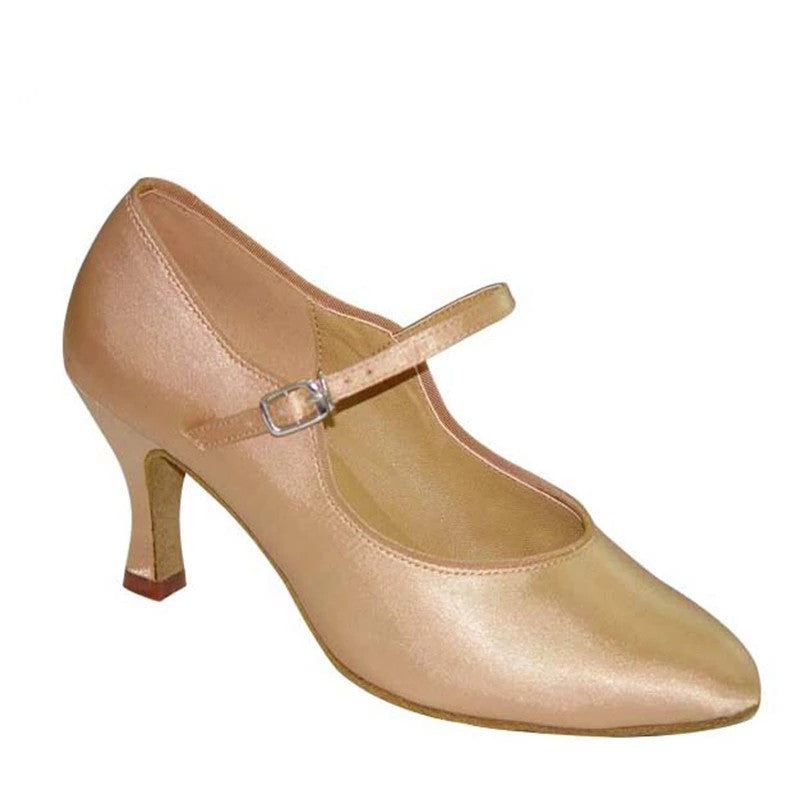Latin Shoes Tan Satin Custom Heel Ballroom Dance Shoes For Ladies Women Salsa Modern Shoes