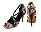 rofessional Latin Dance Shoes Women Ballroom Shoes Ladies Salsa Satin Soft Sole High Heel