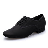 Modern Dance Shoes Men's Canvas Square Heel Ballroom Dancing Shoes Flat Suede Soft Outsole