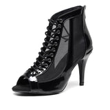 Woman Ankle Latin Ballroom Dance Boots Black Bachata Salsa Dancing Shoes For Girls
