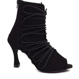 Fashion Dance Shoes Black Boots Latin Salsa Ballroom Women High Heel Shoes