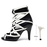 Black White Latin Ballroom Dance Boots Suede Soft Sole Indoor Professional Party Tango Salsa Dancing Shoes
