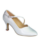 Black White Woman Ballroom Latin Modern Dance Shoes Satin Material Custom Heel Height Closed Pointed Toe Shoes