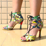 Dancing Shoes PU Snake Texture Salsa Women's Latin Shoes Dance Boots Adjustable