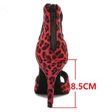 Social Ballroom Dance Boots Women's Latin Salsa Tango Dance Shoes Leopard