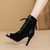 Women Latin Dance Shoes Black Boots High Heel Fashion Lady Party Salsa Ballroom Dancing Shoes