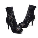 Women Latin Dance Shoes Balck Rhinestone Tango Ballroom Girls Soft Bottom Dance Boots