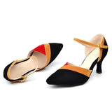 Dance Shoes Women Latin Flannel Ballroom Dancing Shoes For Women Brown Red Blue Salsa Pointed Modern Shoes Dance