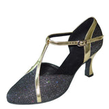 Glitter Women Ballroom Salsa Dance Shoes Black Silver Gold Modern Latin Dancing Shoes For Girls Ladies