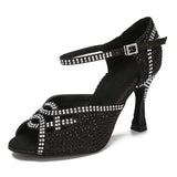 Fashion Rhinestone Latin Dance Shoes Tango Salsa Rumba Samba Ballroom Party Ladies High Heels Soft Sole Women Sandals