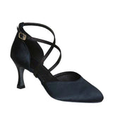 Woman Modern Dancing Shoes 7cm Heel Height Satin Pointed Toe Ballroom Latin Salsa Dance Shoes