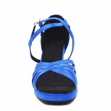 Latin Dance Shoes Size Customized Heel Height Women Ballroom Salsa Satin Professional Shoes Blue