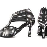 Glitter Ballroom Dance Boots Women's Latin Salsa Tango Performance Black Dancing Shoes Zipper