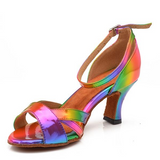 Rainbow Women's Leatherette Customized Heel Latin Shoes Ballroom Dance Shoes