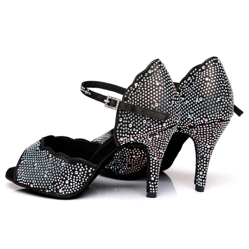Latin Women Shoes Girls Rhinestone Salsa Shoes For Party Professional Ballroom Dance Shoes