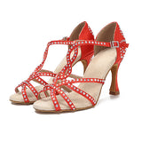 Rhinestone Dance Shoes Tango Latin Salsa Rumba Samba Ballroom Party Ladies Wedding High Heels Customized