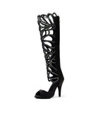 Women Dance Shoes Black Red Suede Rhinestone Dance Boots for Girls Soft Sole Salsa Dance Shoes for Wedding Sandals
