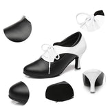 <transcy>Женская обувь для латинских танцев Туфли для танцев с закрытым носком для вечеринок Бальные туфли на шнуровке Туфли для сальсы / танго / самбы</transcy>