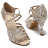 Soft Sole Women Latin Dance Shoes Tango Salsa Ballroom Dance Performance Shoes Ladys Girls Sandals Gold Black Wedding Heels