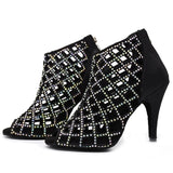 <transcy>Mujer Botas de baile latino de salón Tango Salsa Zapatos de rendimiento Suela de goma personalizada aceptada</transcy>