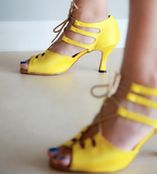 Salsa Latin Women Dance Shoes Soft Sole Yellow Bachata Ballroom Dancing Shoes