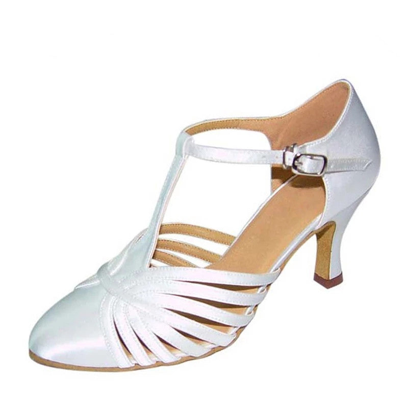 White Silver Modern Closed Pointed Toe Dance Shoes Suede Soft Sole Comfortable Latin Ballroom Salsa Tango Dancing Shoes