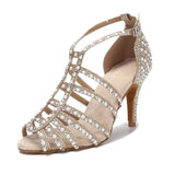 Rhinestone Pearl Dance Shoes Tango Latin Salsa Rumba Samba Soft Sole Women Sandals Ladies Wedding High Heels