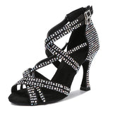 Rhinestone Women Latin Dance Shoes Salsa Rumba Samba Ballroom Party Ladies Wedding High Heels Shoes