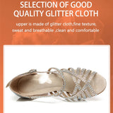 Women Rhinestone Latin Ballroom Dance Shoes for Girls Soft Bottom Bachata Salsa Latino Dancing Shoes for Women Dance Sandals