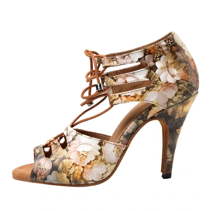 Women's Flower Customized Heel Latin Salsa Shoes Ballroom Dance Boots