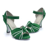 Green Flocking Latin Ballroom Dance Shoes For Women Girls Salsa Shoes